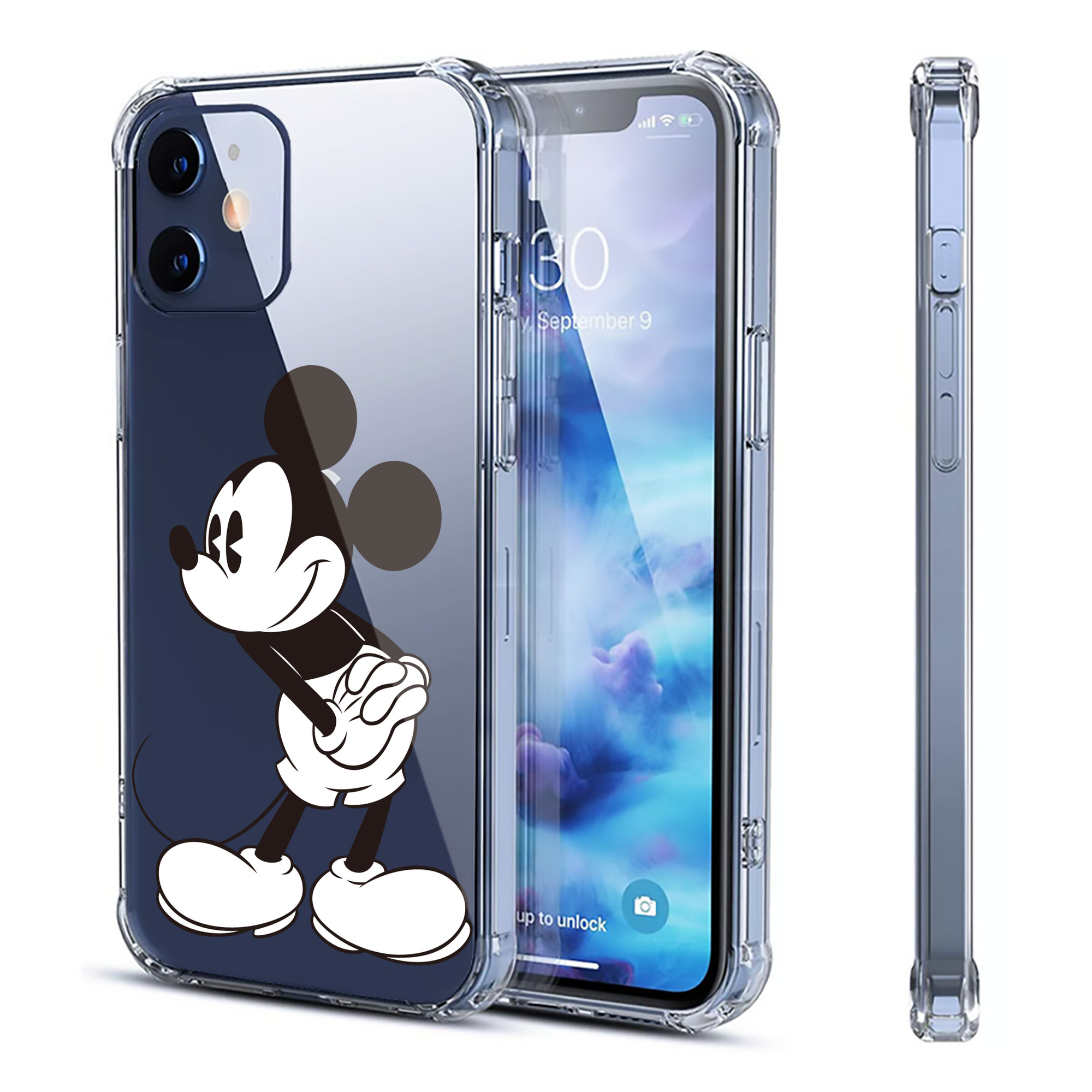 （画像用） ミッキーマウス Mickey Mouse 【iPhone 12シリーズ対応】透明スマホケース（クリアソフトケース）